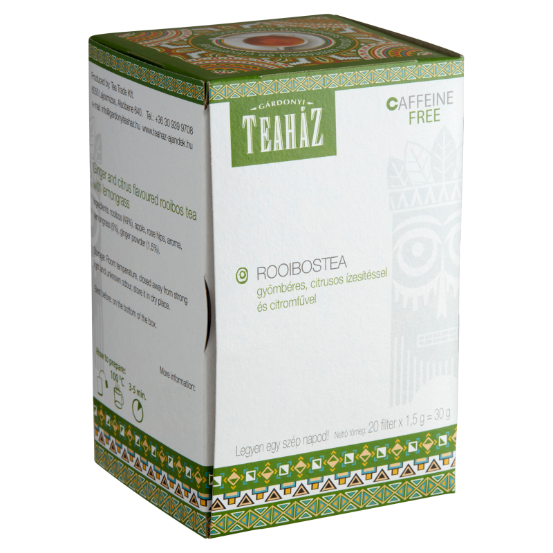 Gárdonyi Teaház Rooibos tea 20 filteres citromfű-gyömbér
