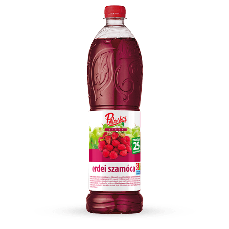 Pölöskei Syrup erdei szamóca ízű szörp 1 l cukorral és édesítőszerrel