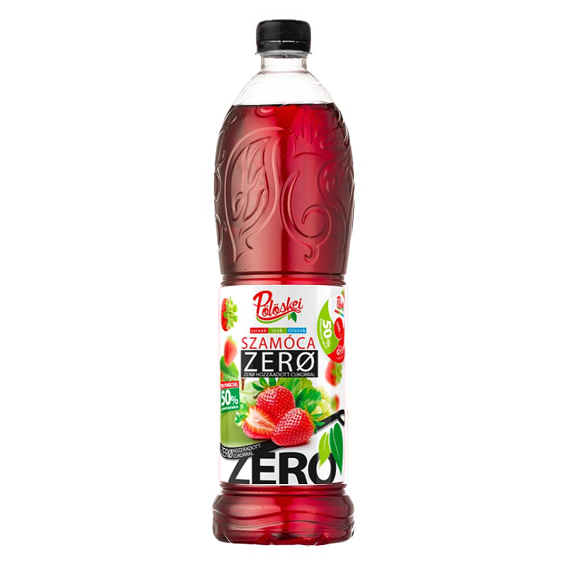 Pölöskei Zerø szamóca ízű szörp 1 l édesítőszerekkel