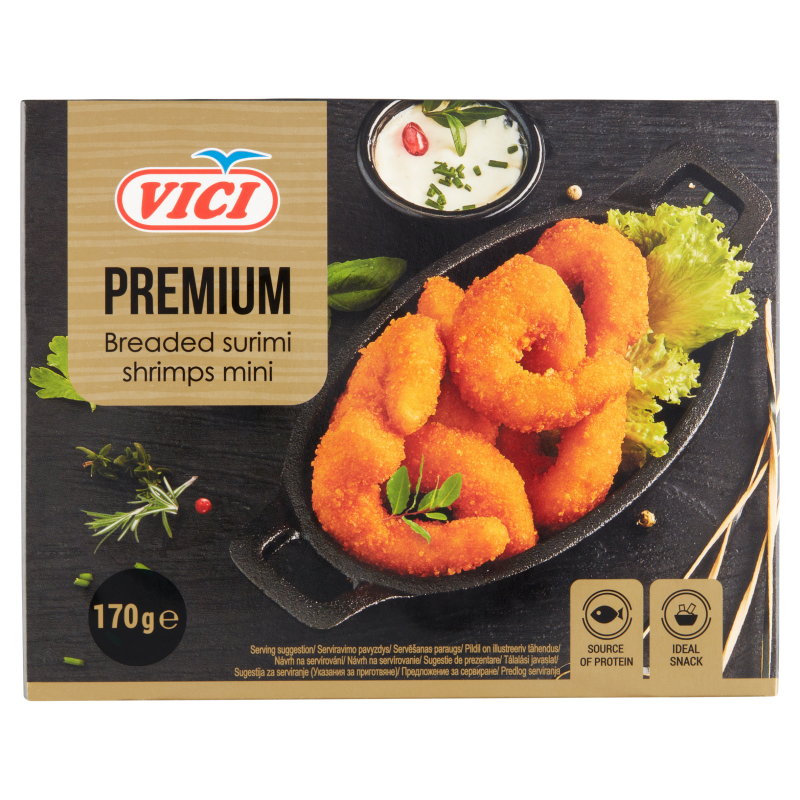 Vici Premium fagyasztott, panírozott mini koktélrák surimiból 170 g