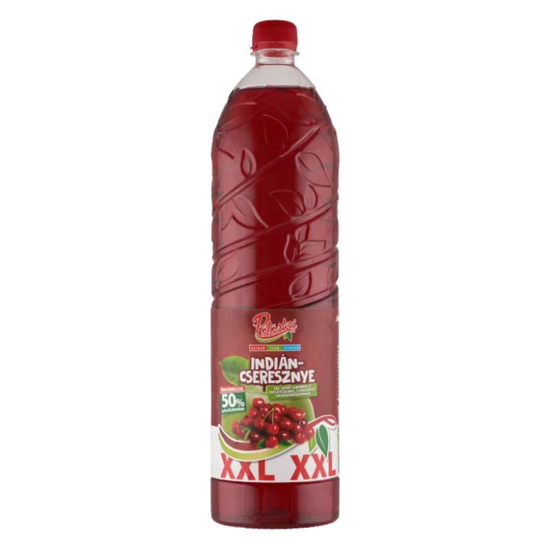 Pölöskei XXL indiáncseresznye ízű szörp 1,5 l cukorral és édesítőszerrel