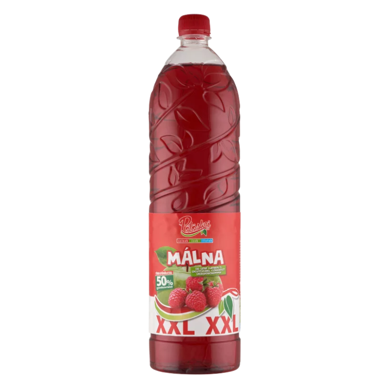 Pölöskei XXL málna ízű szörp 1,5 l cukorral és édesítőszerrel