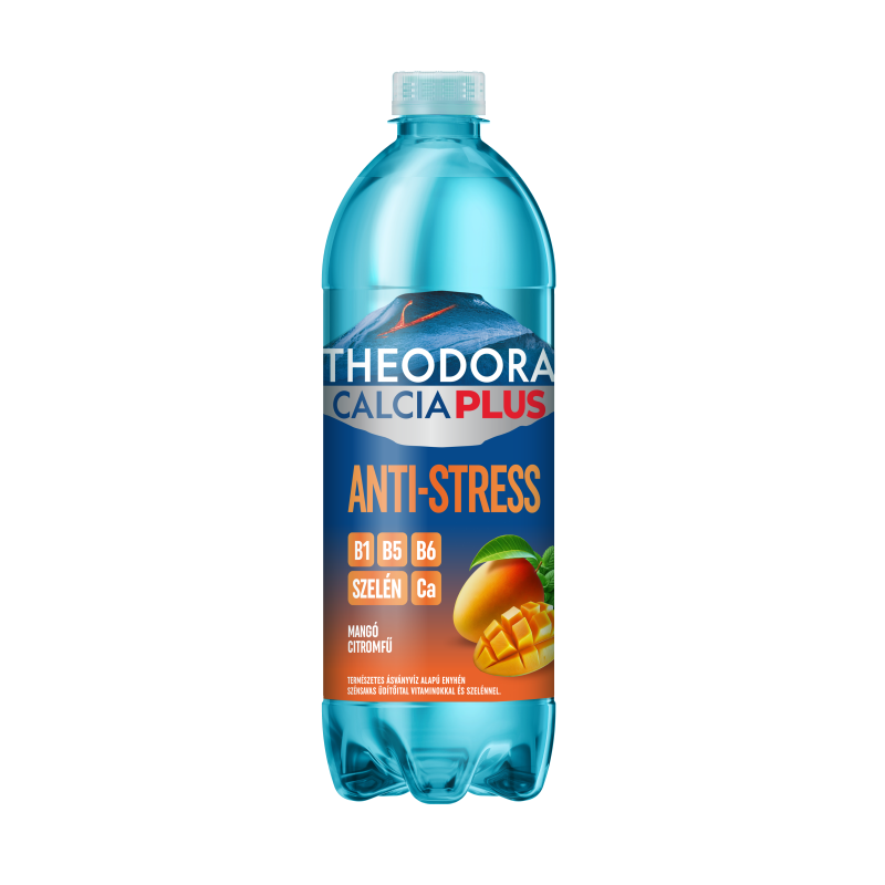 Theodora Calcia Plus Anti-Stress enyhén szénsavas üdítőital 0,7 l mangó-citromfű ízű