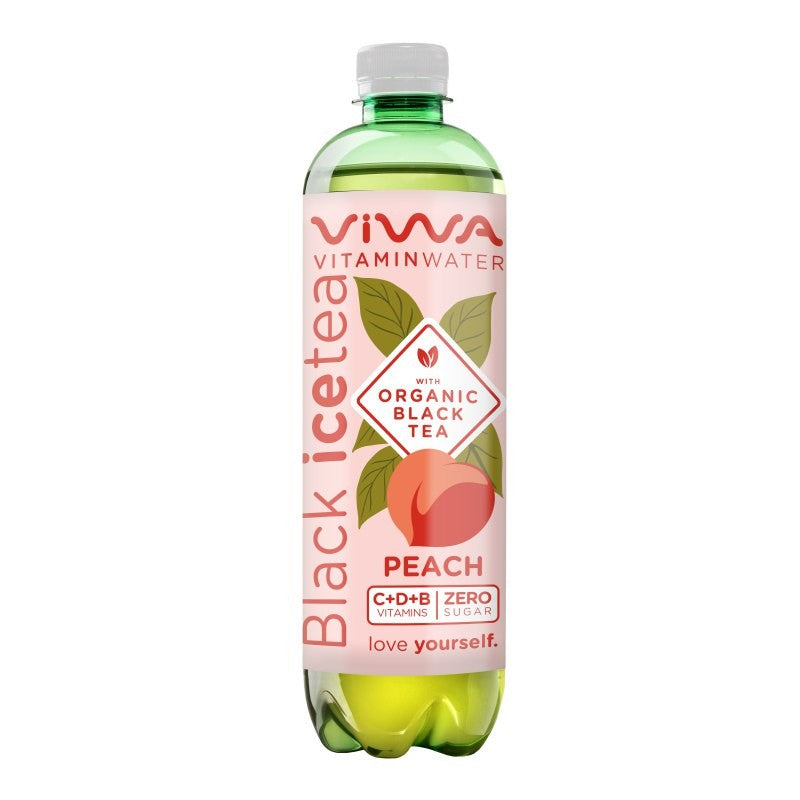 Viwa Zero szénsavmentes üdítőital organikus fekete tea kivonattal 0,6 l őszibarack ízű